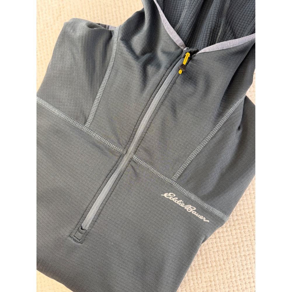 Eddie Bauer First Ascent FreeHeat Quarter Zip Hoodie Mens Tall Large Gray L/T